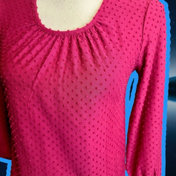 NWT J. Crew Factory Magenta ‘Poet-Sleeve Clip-Dot’ Top Size XXS - Picture 12 of 12